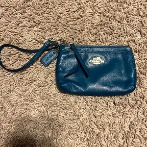 Teal coach wristlet